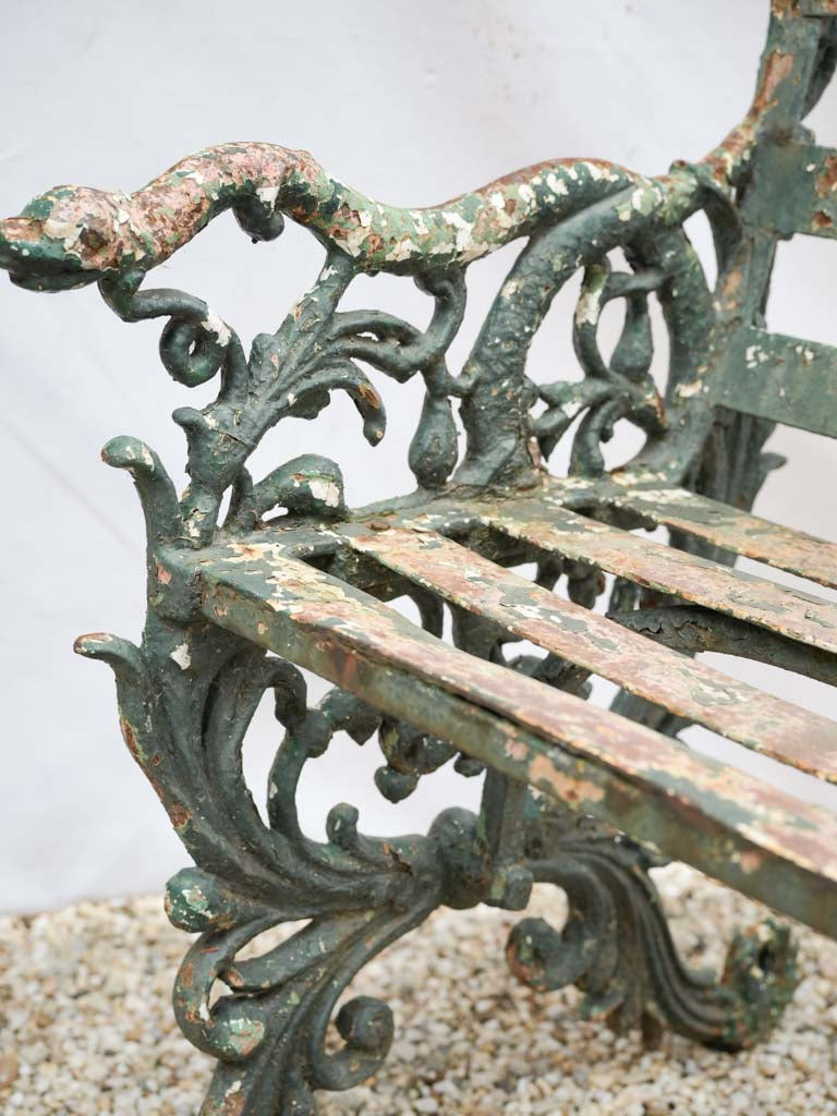 Aged patina metalwork bench