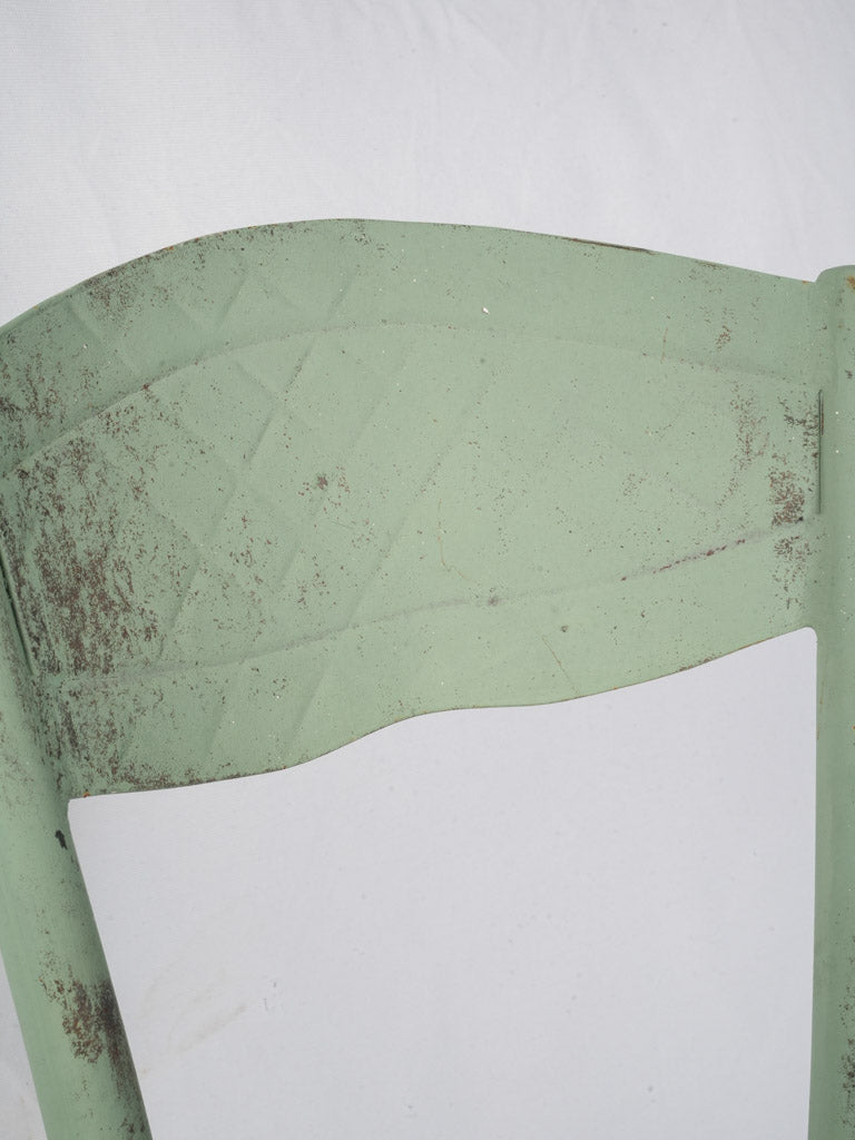 Pair of French Bistro Chairs in Painted Sheet Metal w/ Celadon Finish c. 1930 - 34¾"