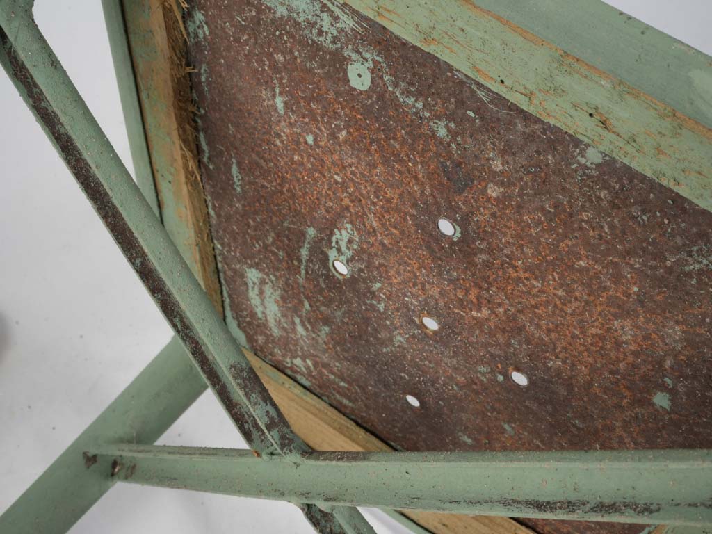 Pair of French Bistro Chairs in Painted Sheet Metal w/ Celadon Finish c. 1930 - 34¾"