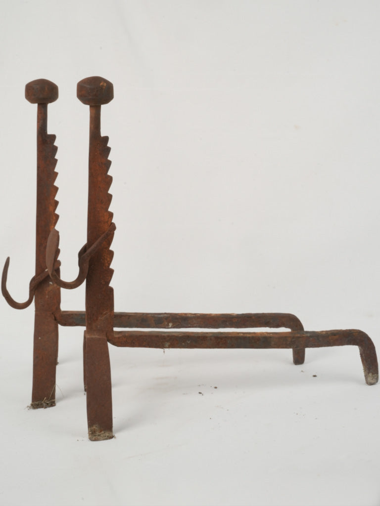 Authentic vintage rotisserie andirons