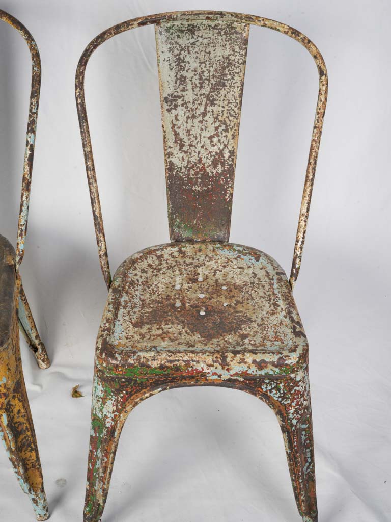 Authentic aged steel chairs