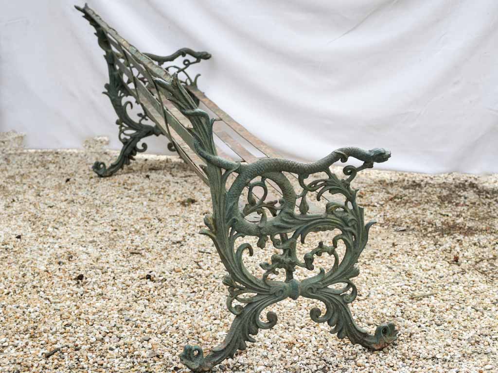 Artful aged patina bench
