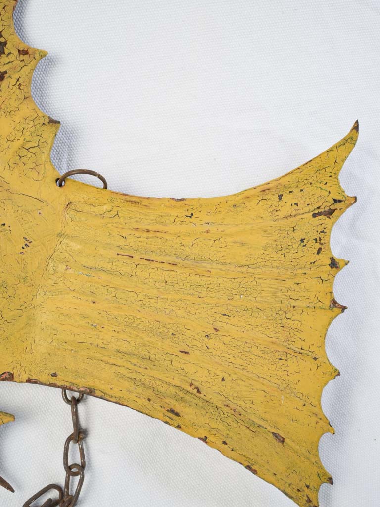 Large Antique French Restaurant Sign, Yellow Fish - 27½"