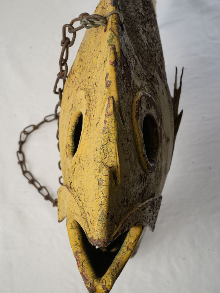 Large Antique French Restaurant Sign, Yellow Fish - 27½"