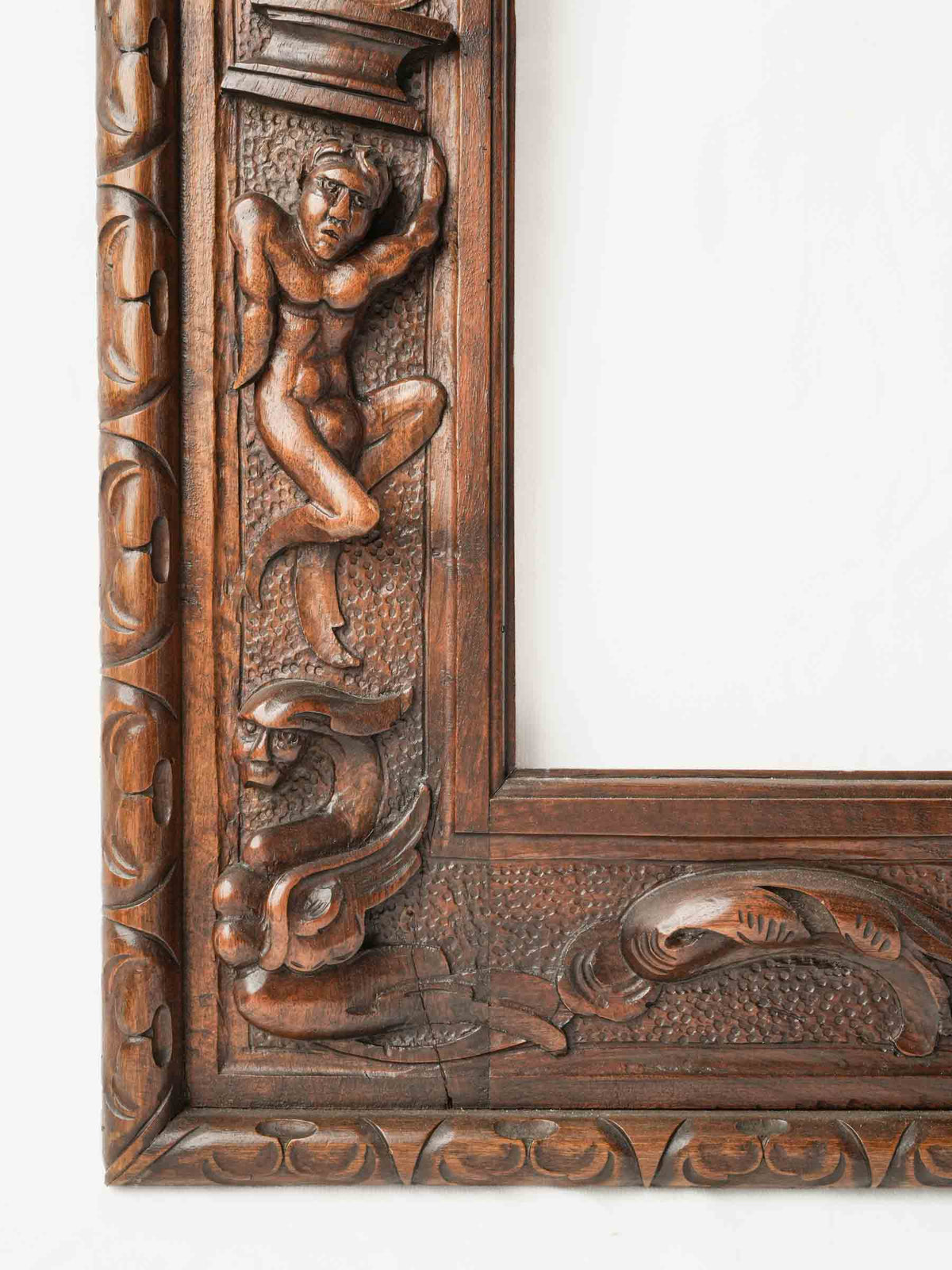 Large Antique French Carved Oak Renaissance Revival Frame - 38½" x 32¾"