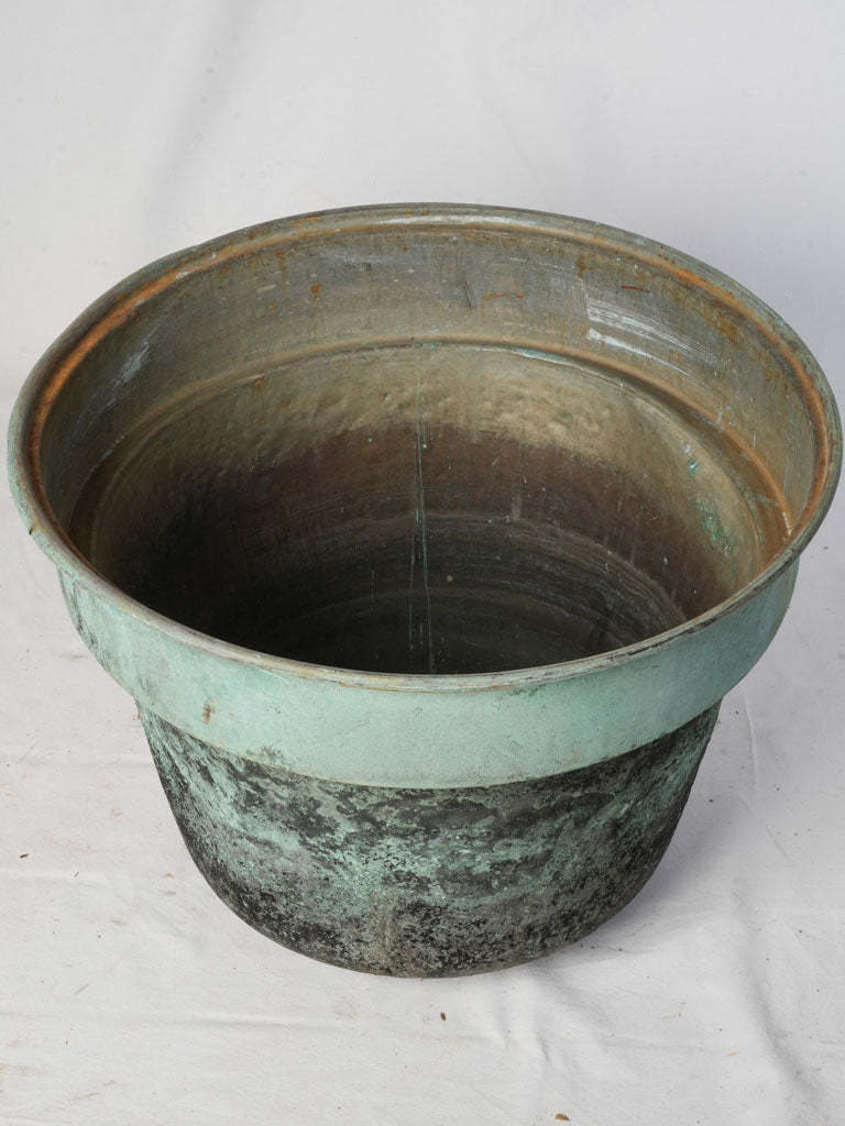 Very Large Patinated Copper Jardinière From a Salvaged Industrial Vessel - 19¼"