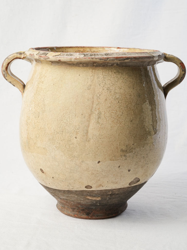 Antique glazed ceramic cooking vessel