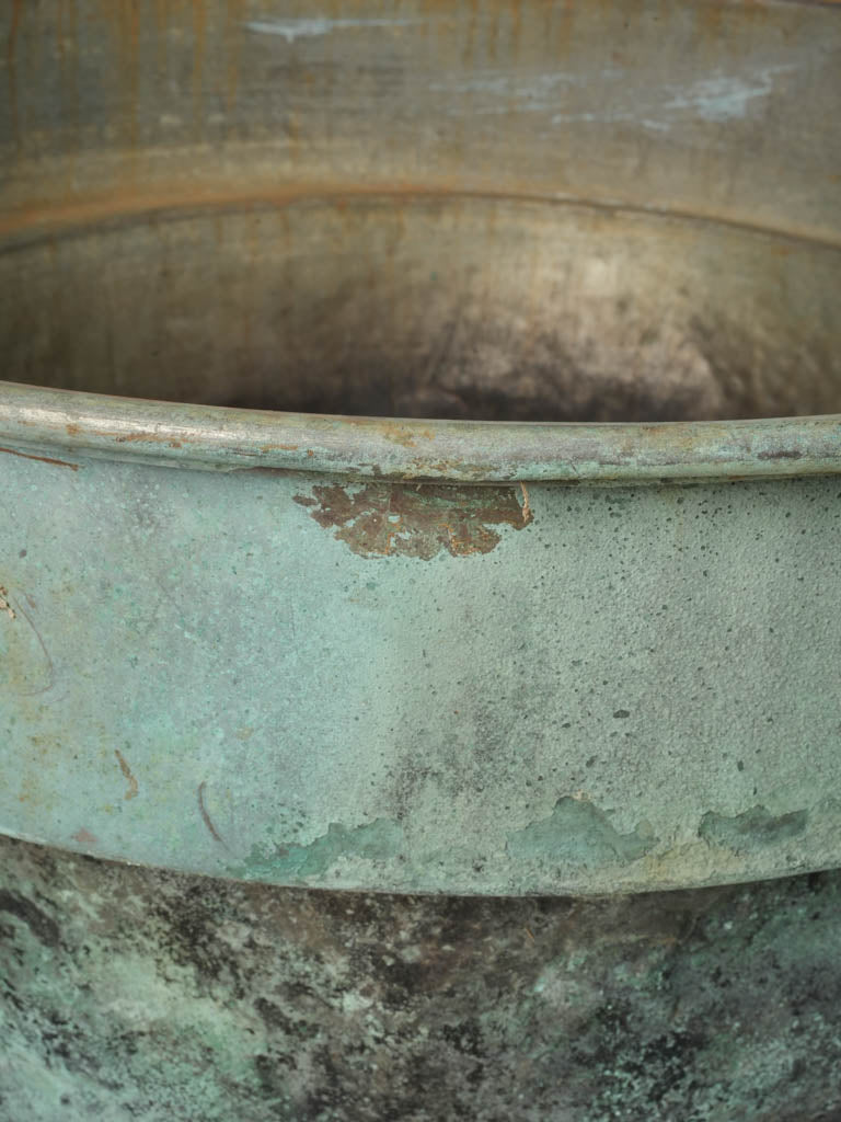 Very Large Patinated Copper Jardinière From a Salvaged Industrial Vessel - 19¼"