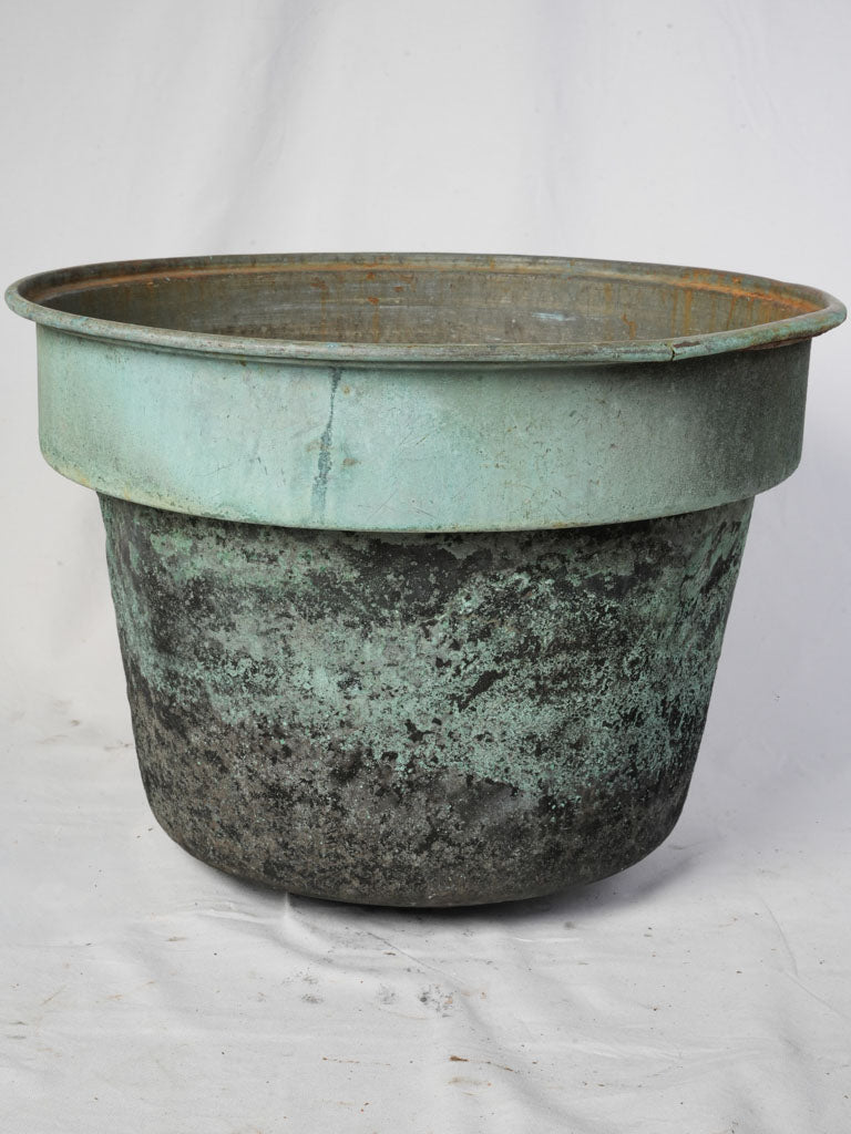 Very Large Patinated Copper Jardinière From a Salvaged Industrial Vessel - 19¼"