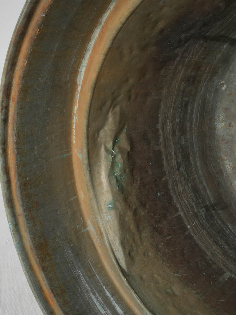 Very Large Patinated Copper Jardinière From a Salvaged Industrial Vessel - 19¼"