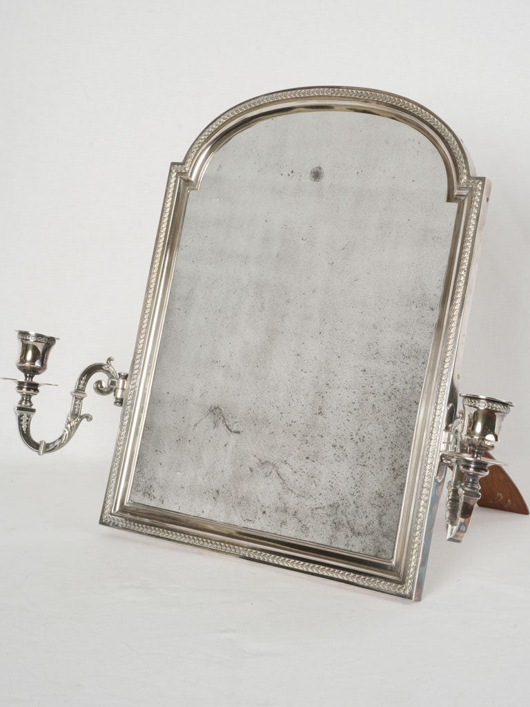 Antique silver Edwardian dressing table mirror w/ candles 17¾