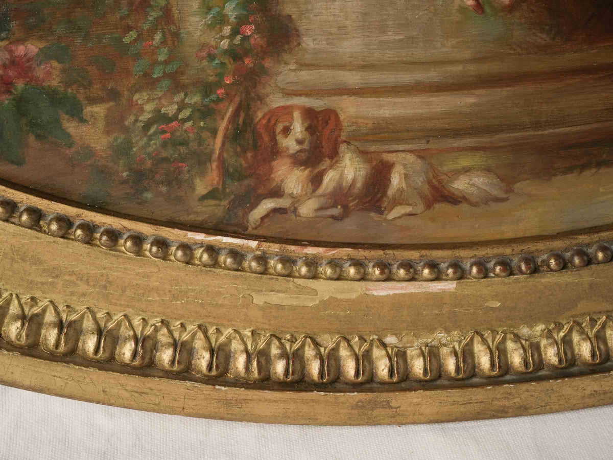 Romantic Pair of Early 20th-Century French Oval Oils w/ Scènes Galantes - 27½" x 35½"