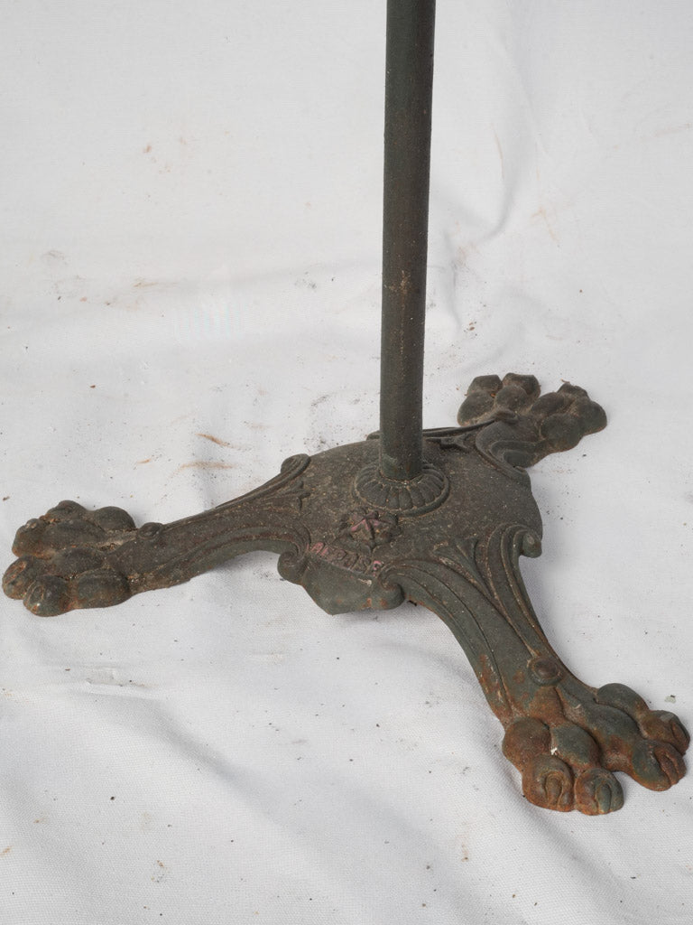 Late 19th to Early 20th Century French Cast Iron Bistro Table w/ Dark Slate Finish and Lion Paw Base - 28" x 21¾"
