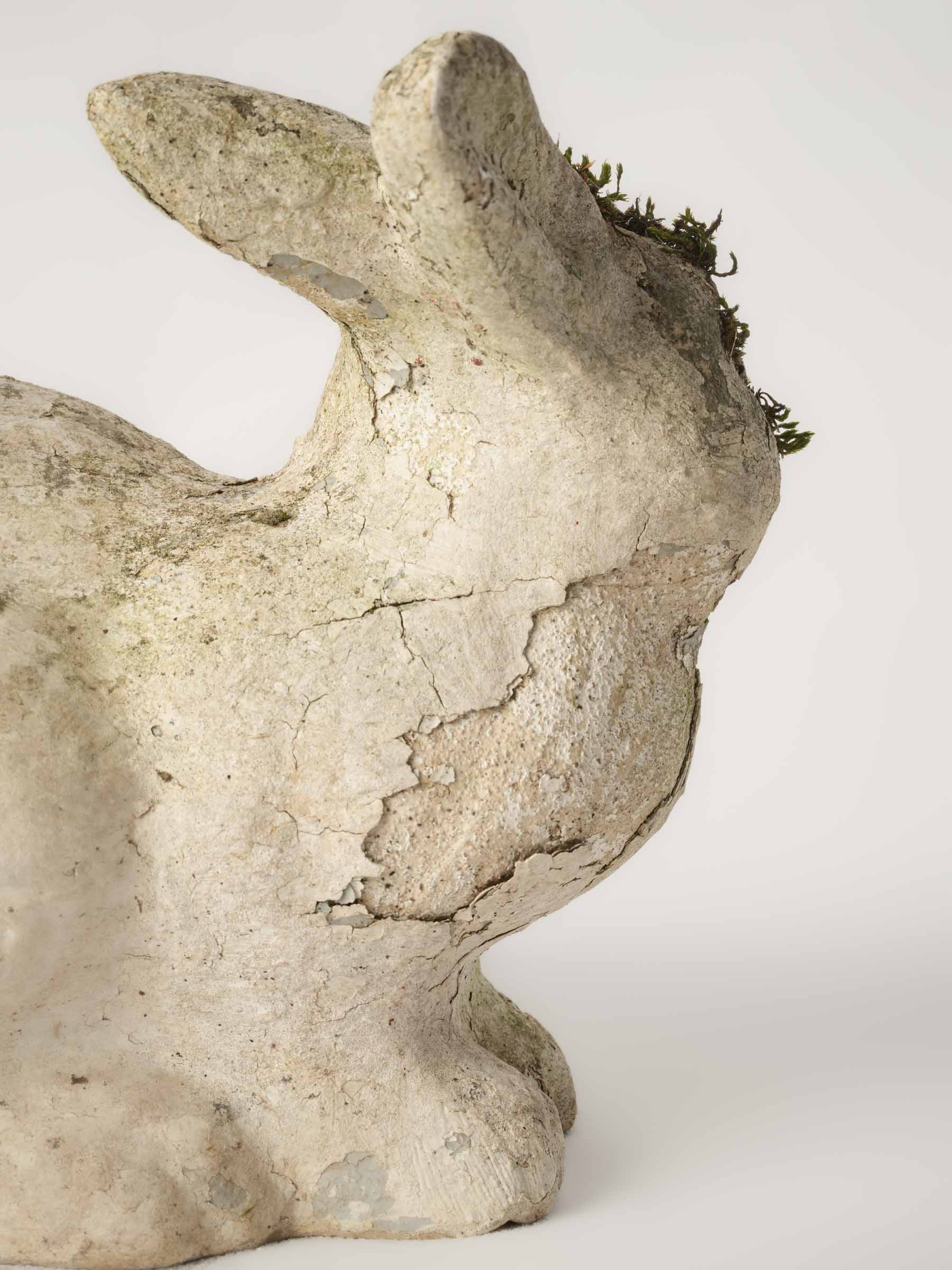 Petite weathered ceramic rabbit accent