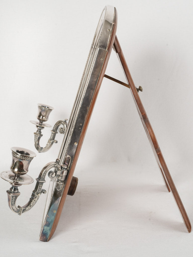 Vintage English silver candelabra dressing mirror