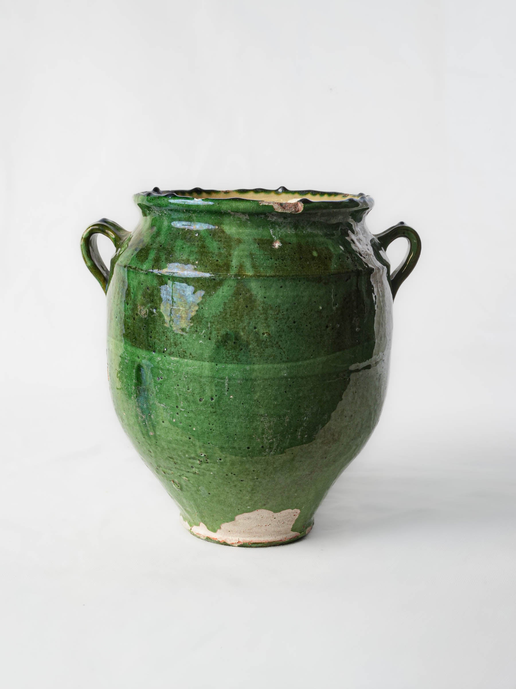 Authentic moss-green glazed pottery