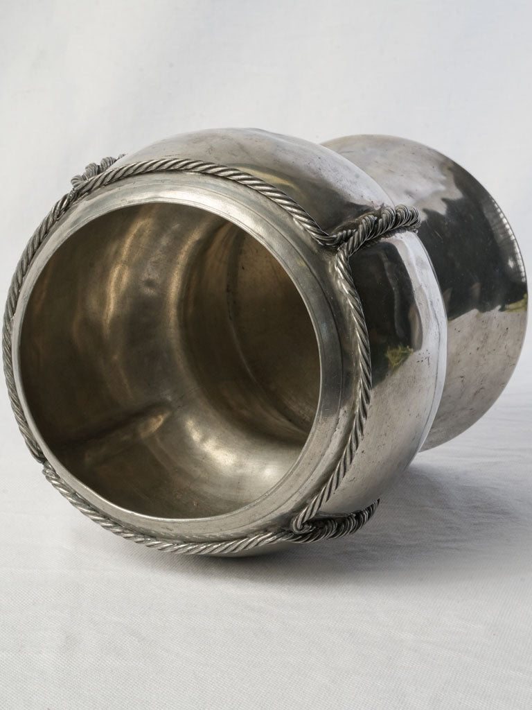 Striking French 1970s Pewter Champagne Bucket by Jean Goardère in Cork Form - 10¼"