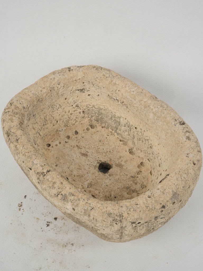 Patina-enhanced antique stone trough planter