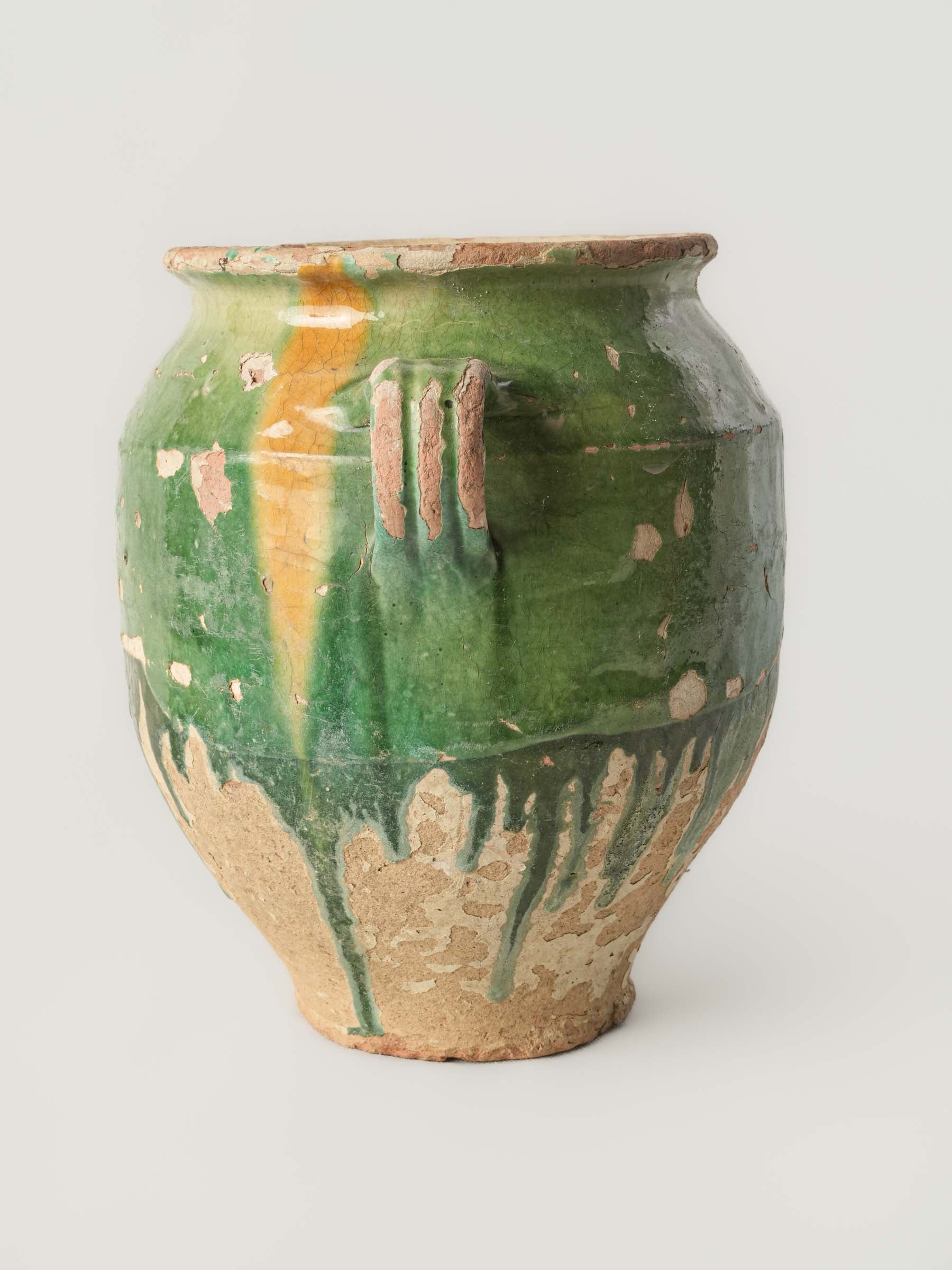 Timeworn patina ceramic confit jar
