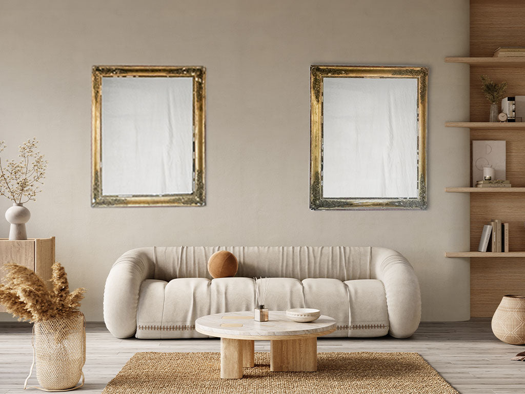 Charming Aged Rectangular French Mirrors