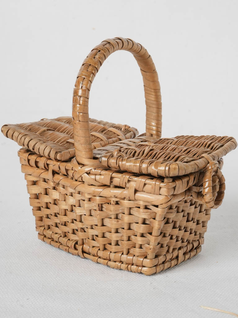 Vintage French wicker doll's picnic basket