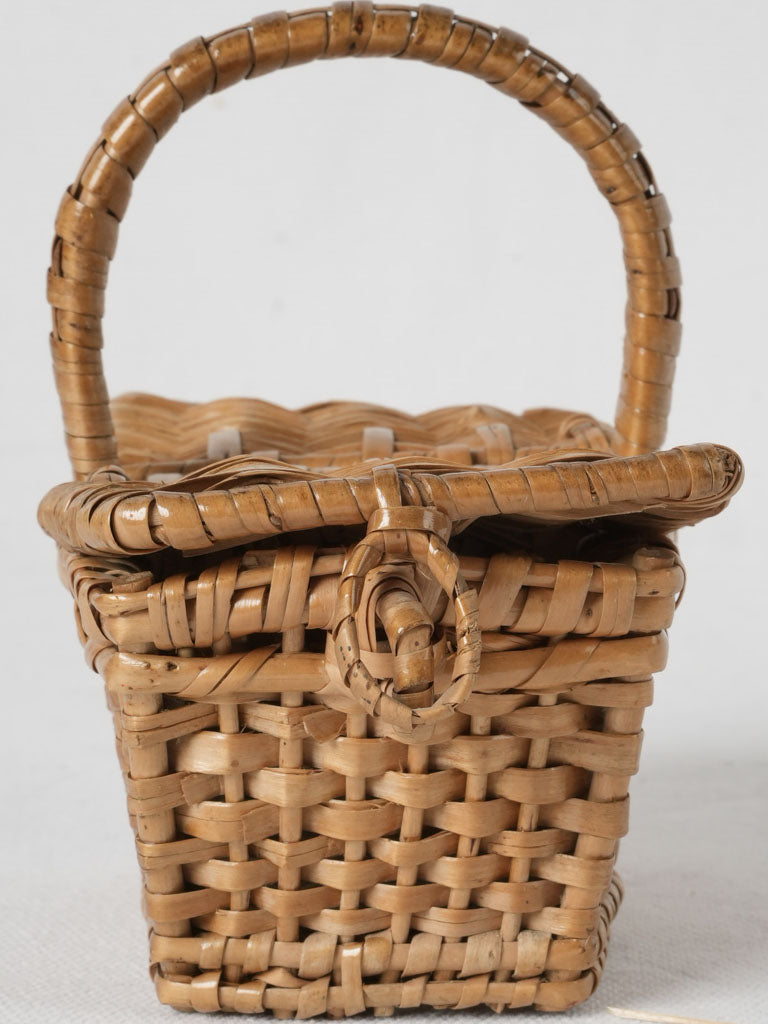 Rustic miniature doll's picnic basket
