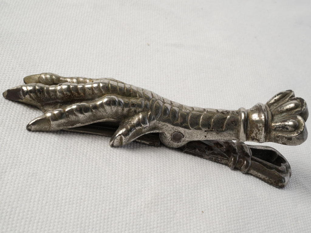 Circa 1900 Silver Plated Claw French Paper Clip, M. Rouff - 5½"