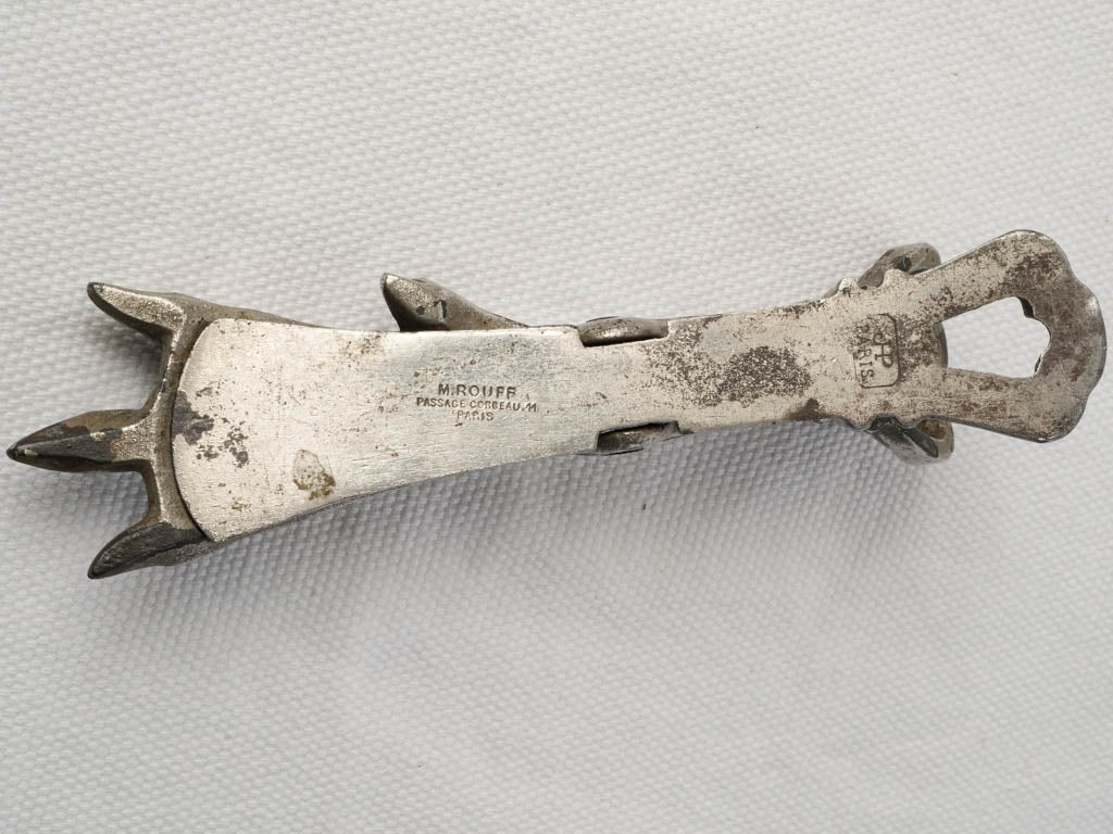 Circa 1900 Silver Plated Claw French Paper Clip, M. Rouff - 5½"