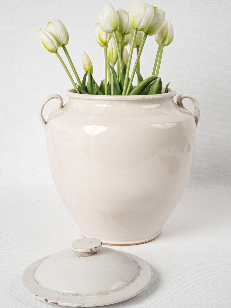Timeless French white-glazed crock