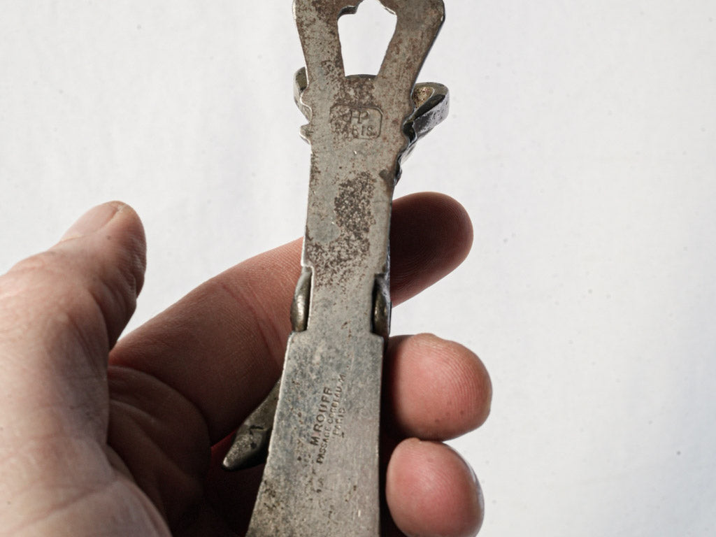 Circa 1900 Silver Plated Claw French Paper Clip, M. Rouff - 5½"