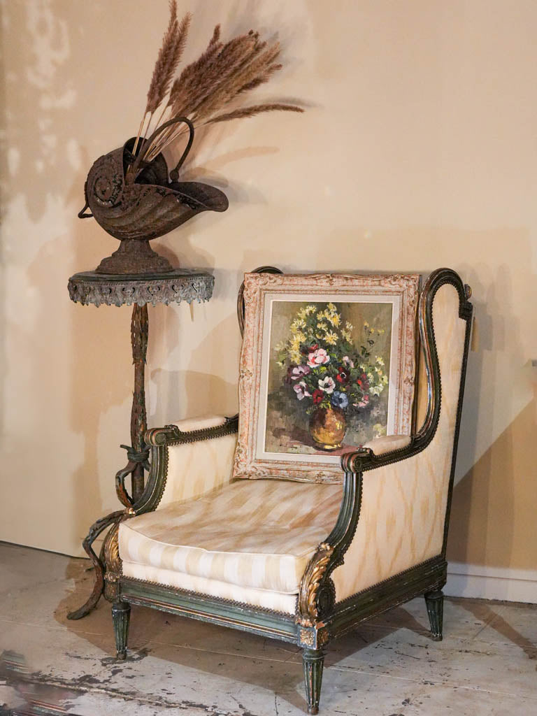 Textured floral oil painting artwork