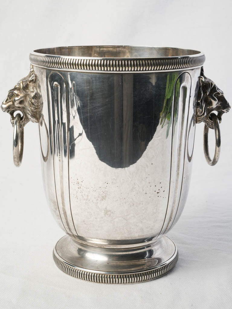 Chic Silver Plated Champagne Bucket w/ Lion Handles c. 1920 - 8¾"