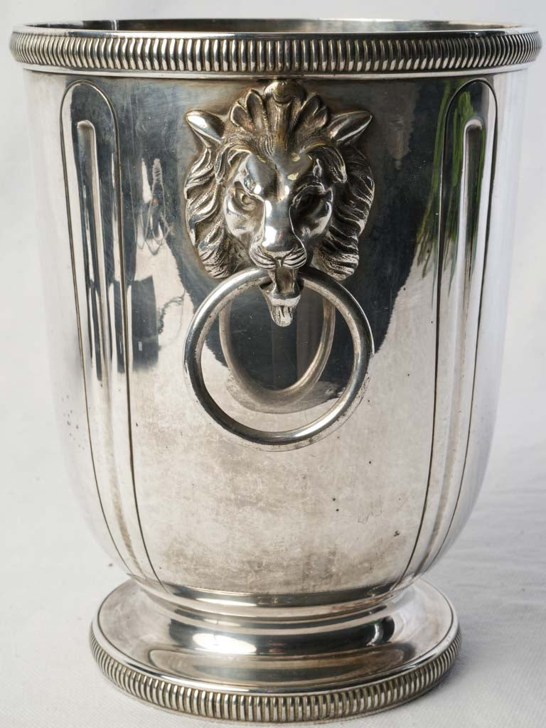 Chic Silver Plated Champagne Bucket w/ Lion Handles c. 1920 - 8¾"
