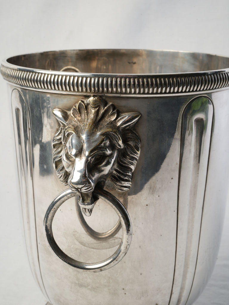 Chic Silver Plated Champagne Bucket w/ Lion Handles c. 1920 - 8¾"