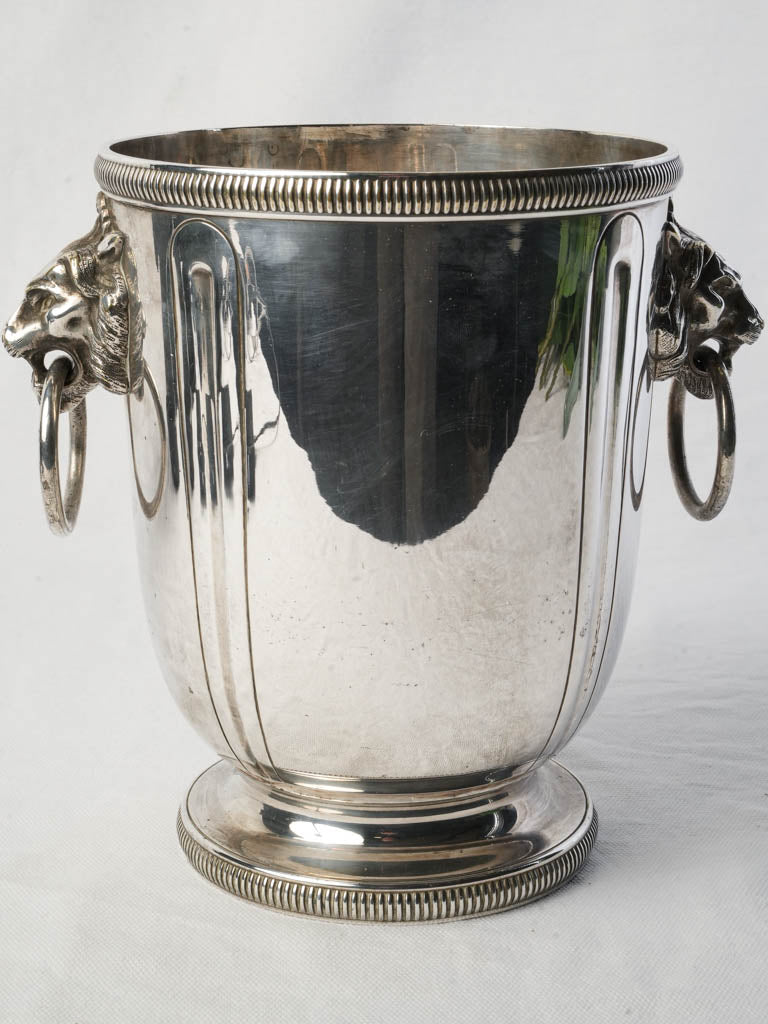 Chic Silver Plated Champagne Bucket w/ Lion Handles c. 1920 - 8¾"