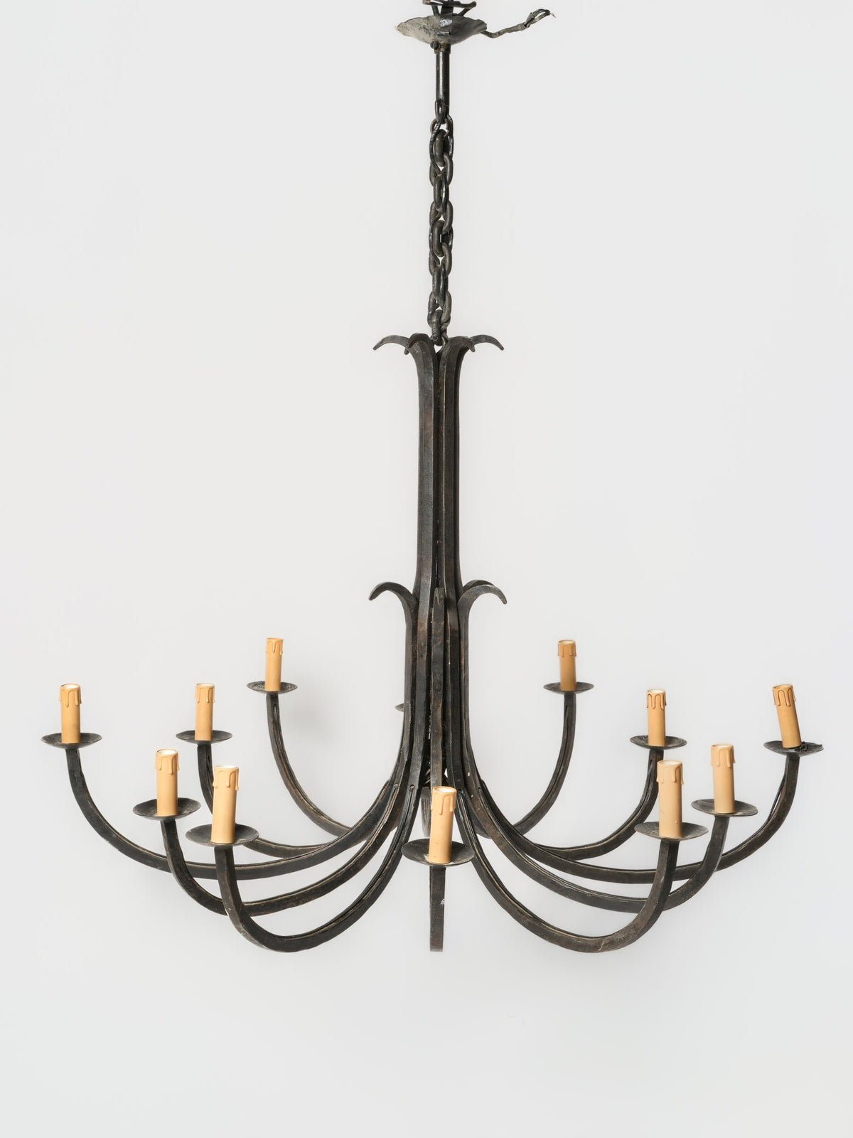 Sculptural Neo-Gothic iron lighting