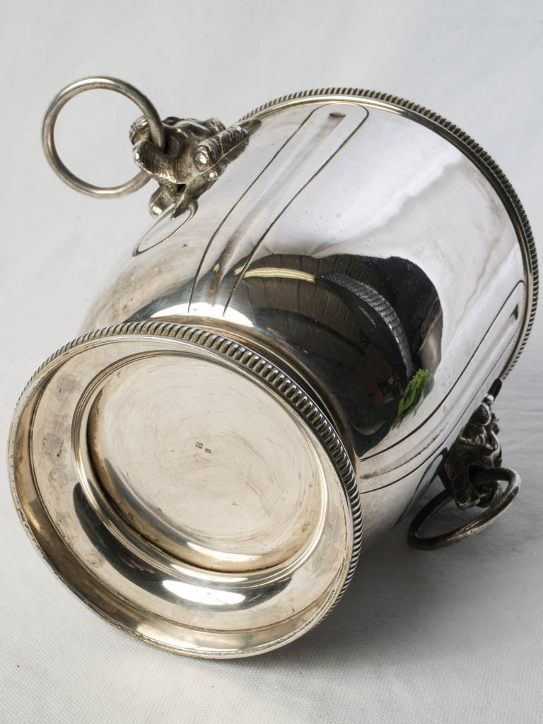 Chic Silver Plated Champagne Bucket w/ Lion Handles c. 1920 - 8¾"