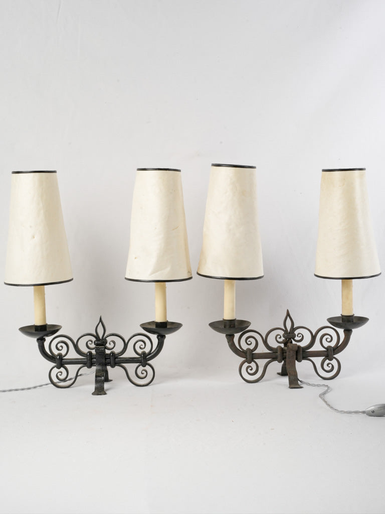 Antique double-arm French lamps  