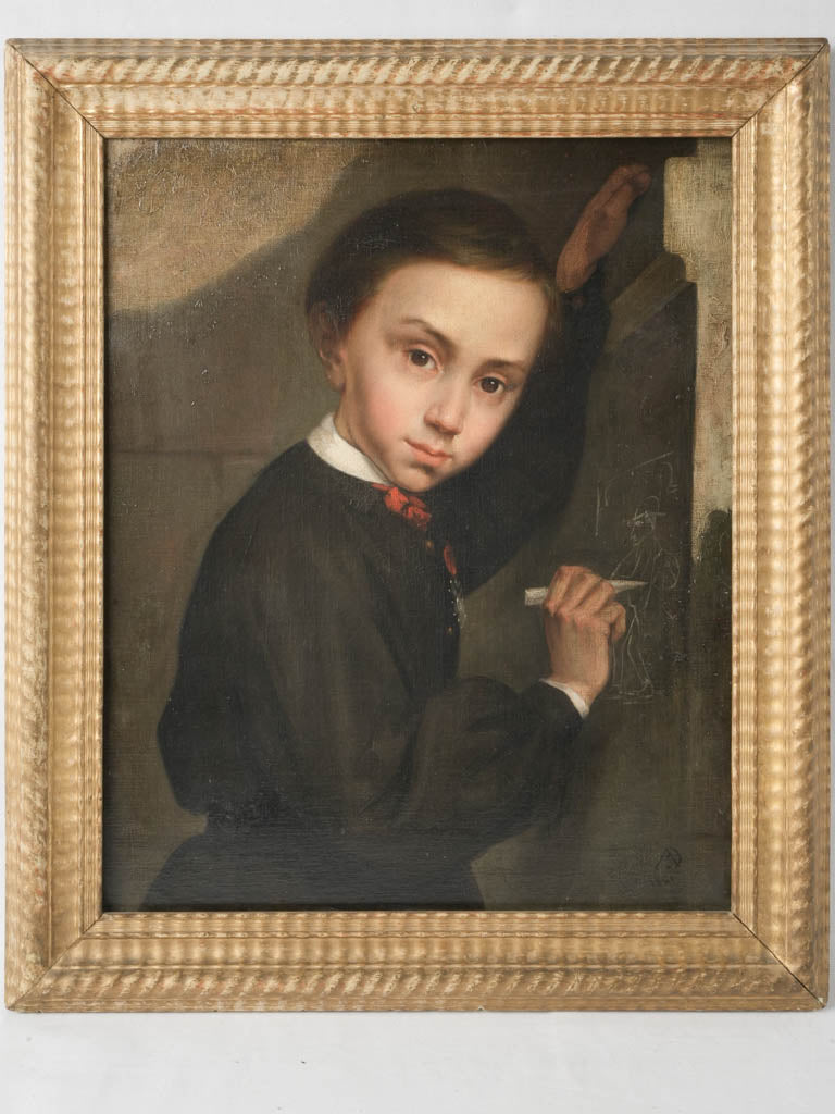 Antique sibling wall oil painting
