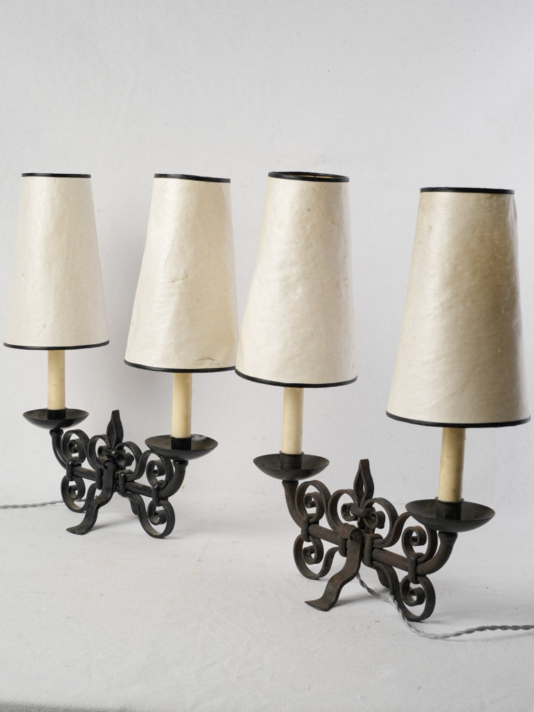 Vintage French wrought iron lamps