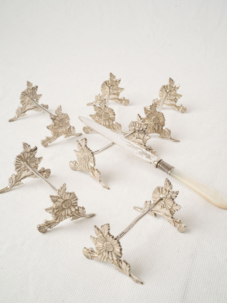 Set of Six Christofle Silver-Plated Art Nouveau Daisy Knife Rests - 3¼"