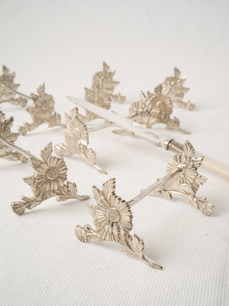 Set of Six Christofle Silver-Plated Art Nouveau Daisy Knife Rests - 3¼"