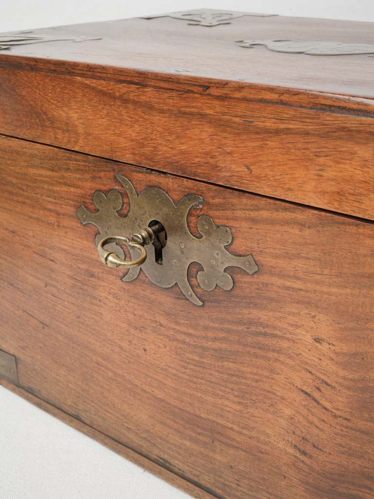 Intricate craftsmanship mahogany trunk