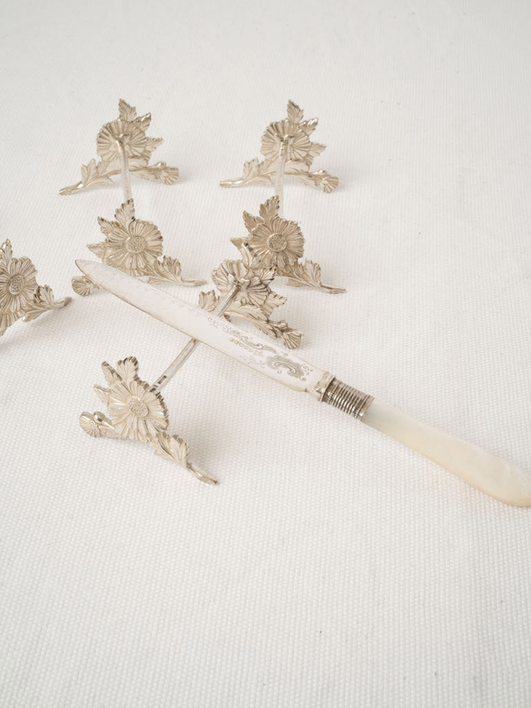Set of Six Christofle Silver-Plated Art Nouveau Daisy Knife Rests - 3¼"