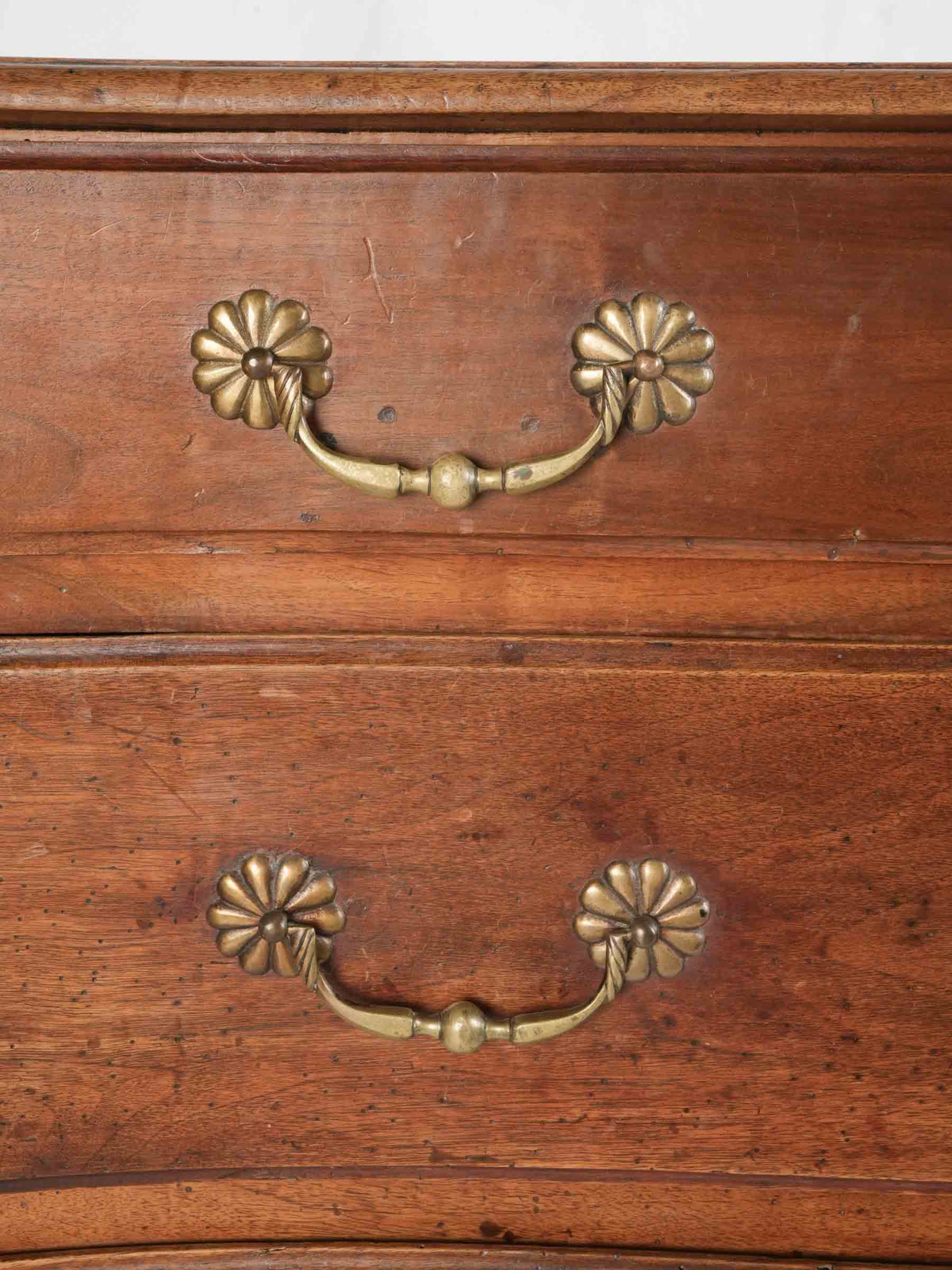 18th-Century Walnut Bow-Front Commode w/ Three Drawers - 37" x 51¼"
