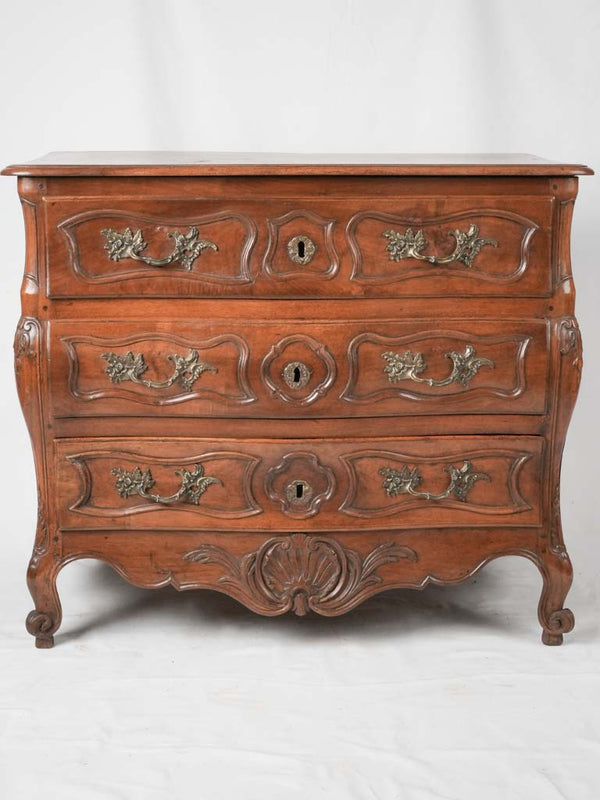 Curved vintage French walnut commode