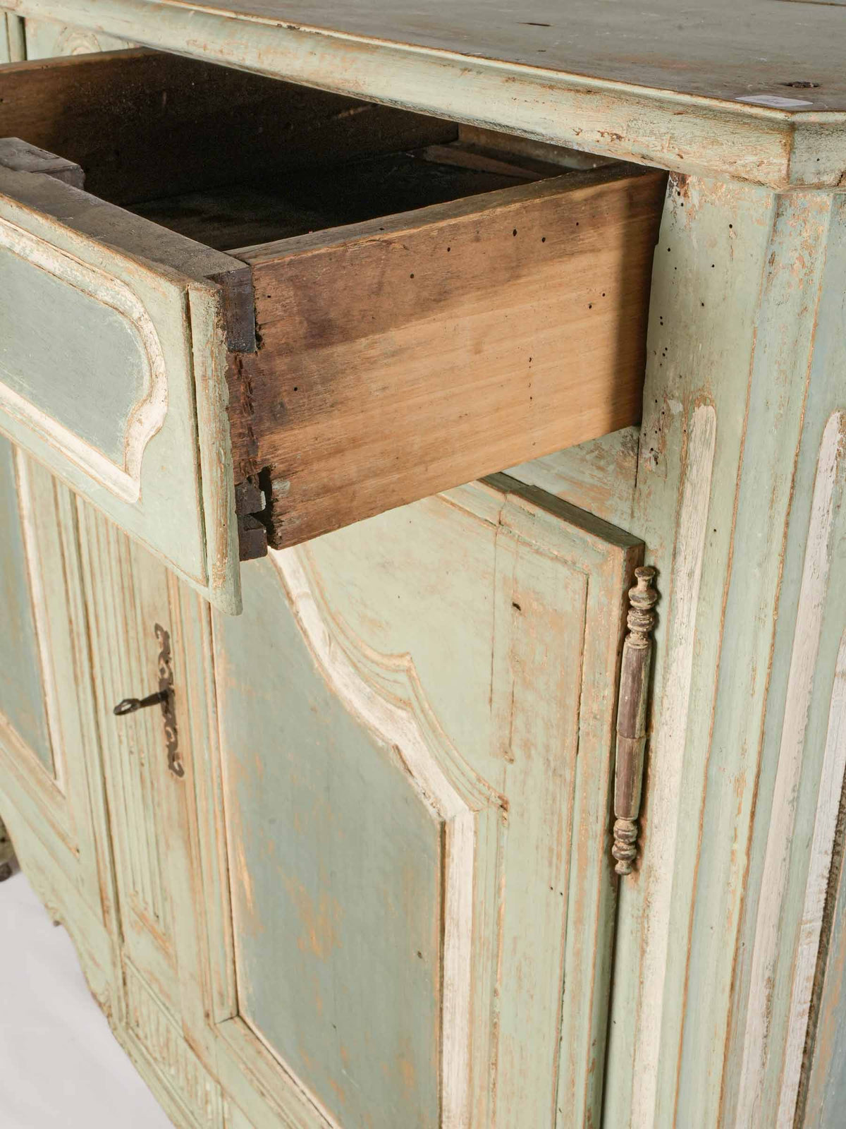 19th-Century Tall French Oak Buffet w/ Aged Celadon Patina - 45¾" x 52¾"