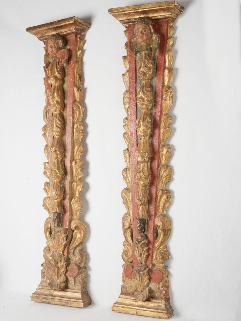 Spanish, gilt, boiserie church columns
