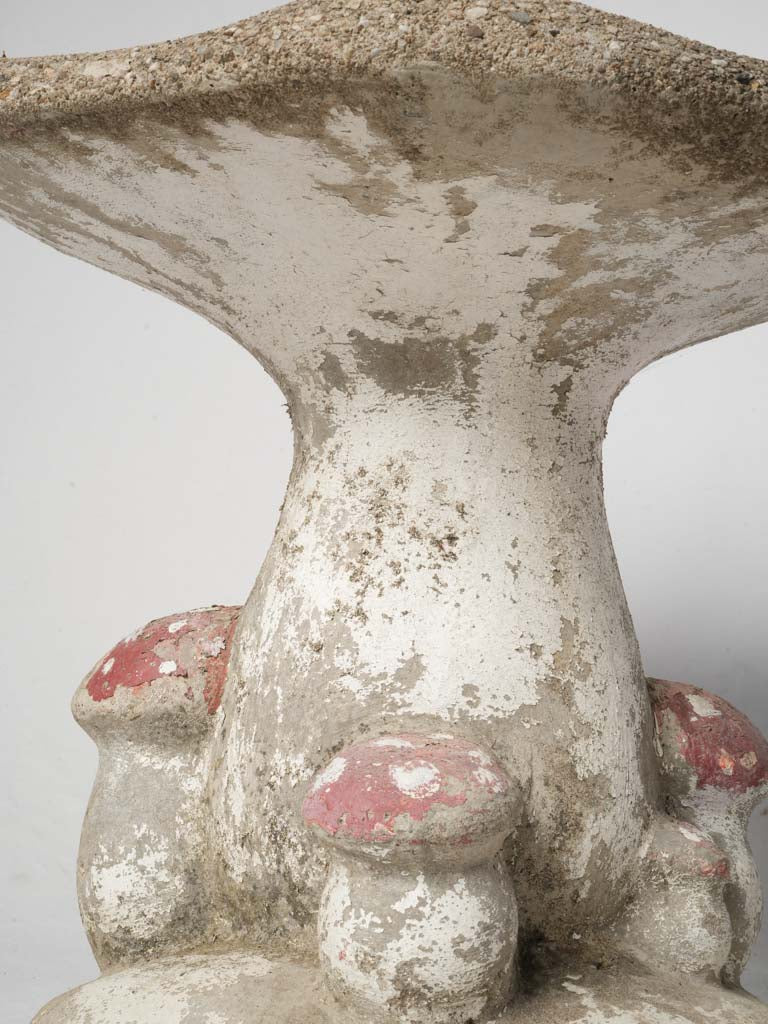 Pair of Mid-20th Century French Concrete Mushroom Garden Stools w/ Moss Patina - 21¼"