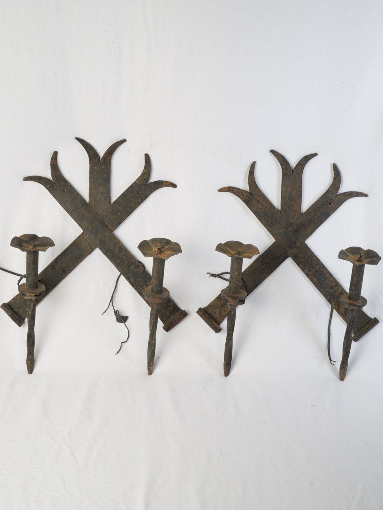 Aged Spanish Revival-inspired sconces